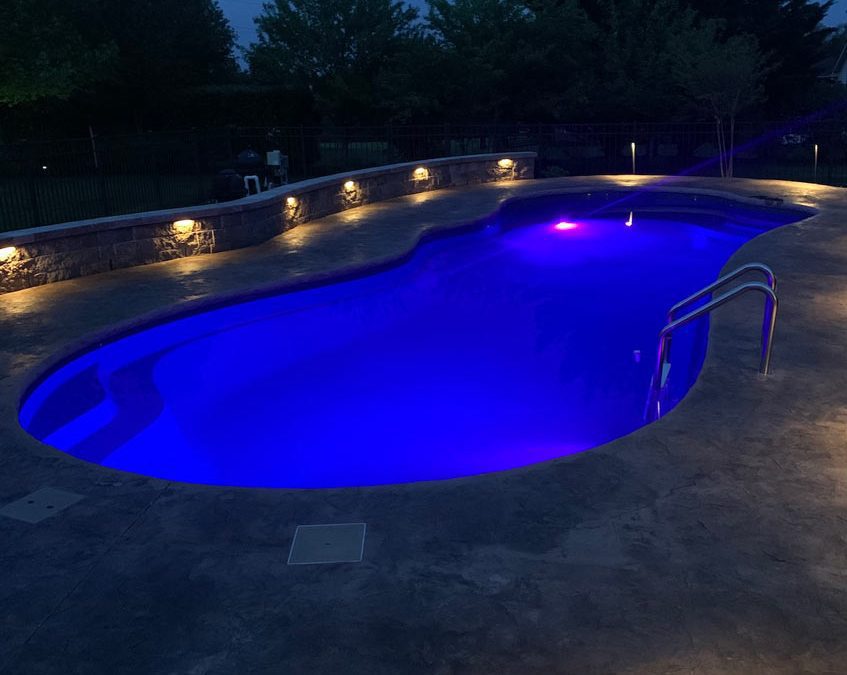 Backyard Pool With Lighting & Landscaping